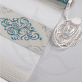 Simli Plise Zebra Perde Damask Desen Bej Turkuaz Sim
