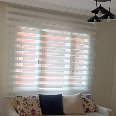 200x200cm Kırık beyaz stor zebra perde