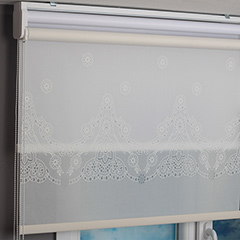 Damask Desen Çift Mekanizmalı Dantel Desenli Tül ve Karartma Stor Perde