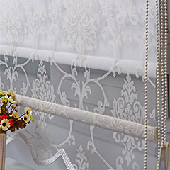Krem Damask Çift Mekanizmalı Stor ve Tül Perde