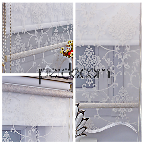 Damask Desen Çift Mekanizmalı Stor Perde