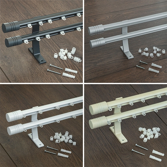 Metal Rustik Kornişli 20mm Perde Borusu, Perde Askısı Mat Gri Ağır Başlıklı