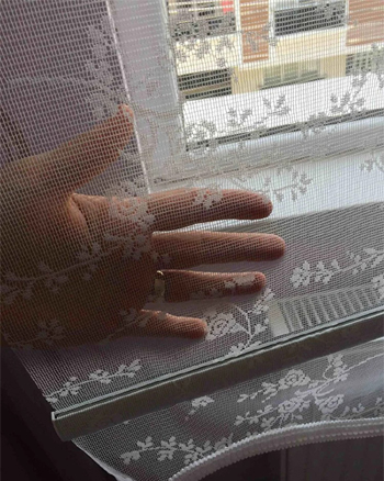 Çiçekli tül perde çiftli mekanizma