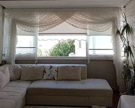 Çift mekanizmalı storlu sade düz tül perde