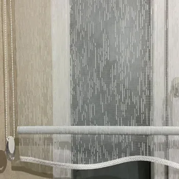Kırık beyaz çizgili tül stor perde