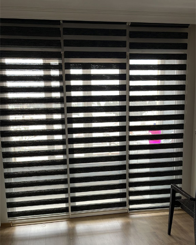 Siyah zebra store perde
