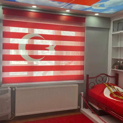 Türk bayrağı baskılı zebra perde